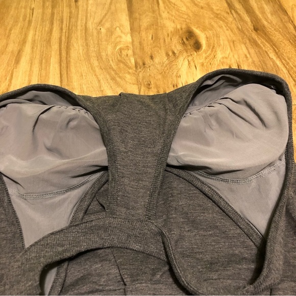 ATHLETA Womens Medium Heathered Grey Sleeveless Ruched Side Dress Built-in Bra - Picture 8 of 10